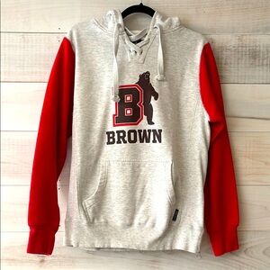 Red and Gray Hoodie with Bear Logo